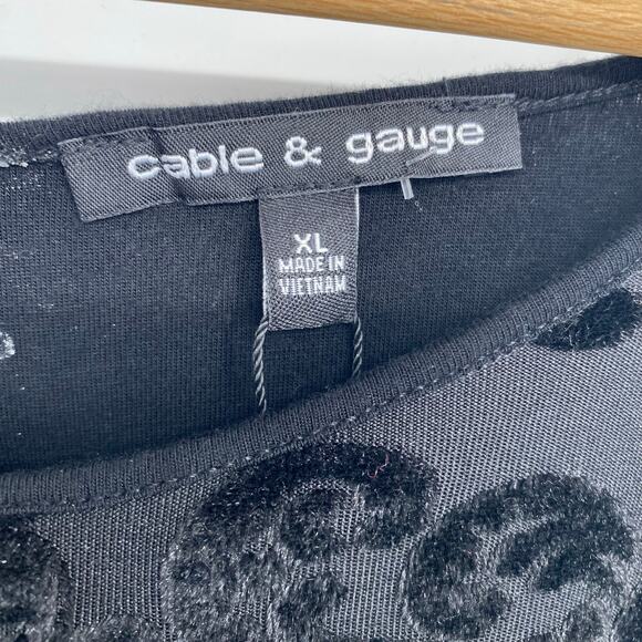 Cable & Gauge Top XL Black Velvet Tapestry Pattern Whimsigoth Dark Romantic - Picture 5 of 9